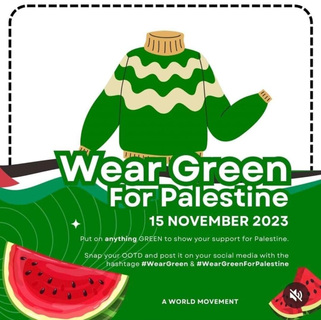 Pakai serba hijau tanda solidariti buat Palestin